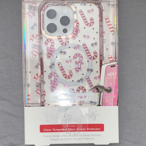Pink Sky Other - 🆕-Candy Canes iPhone 16 Pro Max Case - Candy Bows